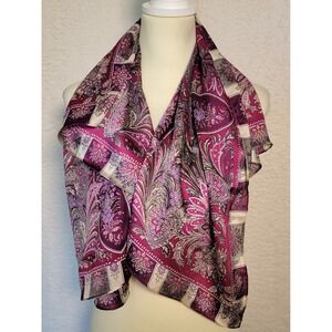 Apt 9 Women's‎ Scarf Floral Polyester 36/36" Square Wrap Purple Maroon 0831